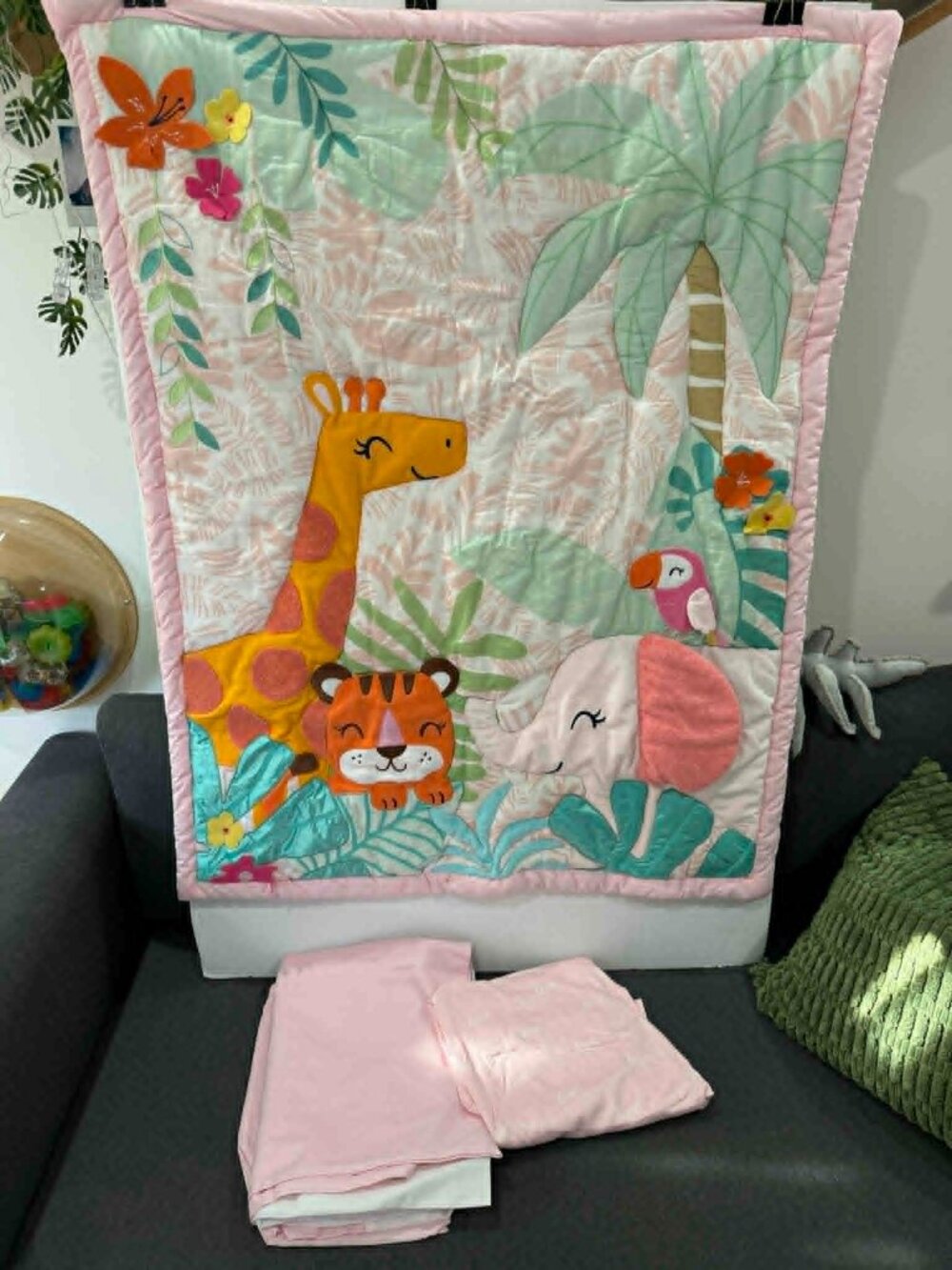 Tropical Safari baby Nursery Set crib bedding 3 piece Rare